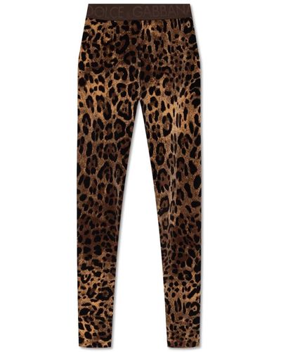 Dolce & Gabbana Leggings con estampado de leopardo - Marrón