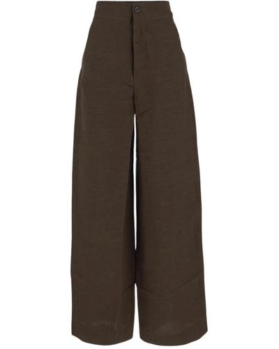 Uma Wang Pantalón de lino - Marrón