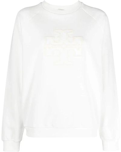 Tory Burch Logo-Applikation Baumwoll-Sweatshirt - Weiß