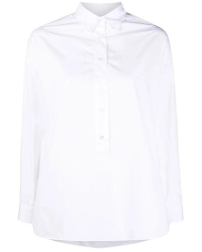 Finamore 1925 Weißes langarmhemd aus baumwolle