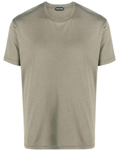 Tom Ford Grüne lyocell-baumwollmischung crew neck t-shirts und polos - Grau