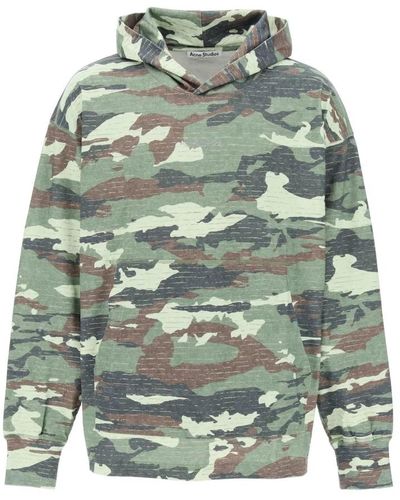 Acne Studios Oversized camouflage sweatshirt mit rhinestone-logo - Grün