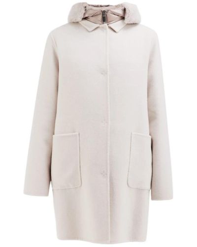 Gimo's Woman coat in white cream unlined double wool - Bianco