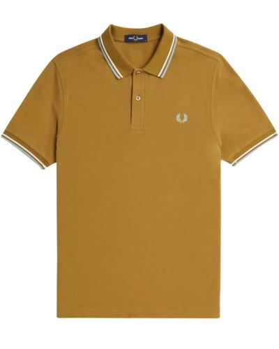 Fred Perry Polo-shirt mit doppelstreifen - Gelb