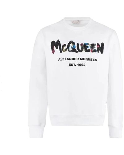 Alexander McQueen Weiße baumwoll-sweatshirt mit langen ärmeln