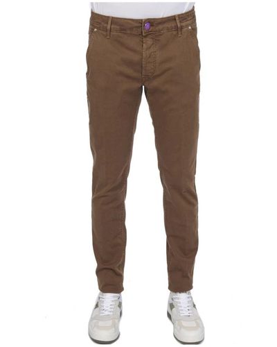 Hand Picked Slim-Fit Trousers - Brown