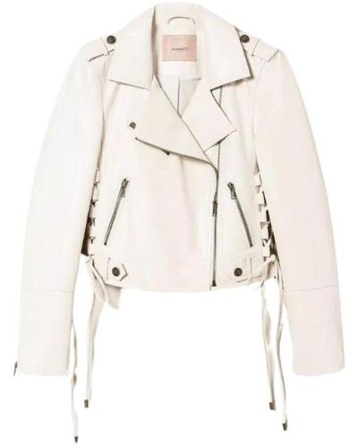 Twin Set Leather Jackets - Natural