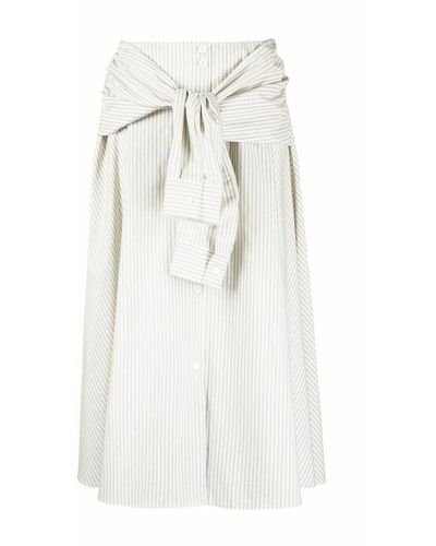 MM6 by Maison Martin Margiela Midi stripe skirt - Blanco