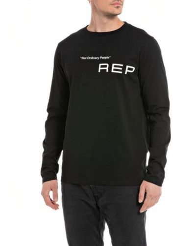 Replay Baumwoll t-shirt, t-shirt aus 100% baumwolle - Schwarz