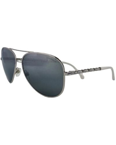 Chanel Aviator-sonnenbrille mit ketten-detail - Blau