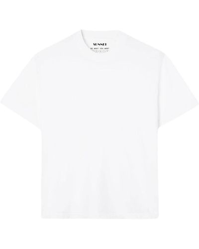 Sunnei Camiseta blanca de algodón con logo termoadhesivo - Blanco