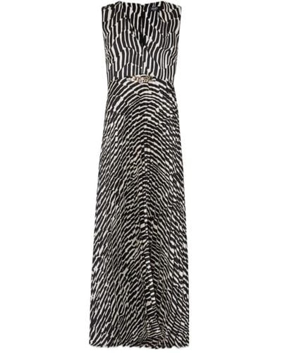 Liu Jo Langes Plissiertes Zebra-Kleid - Schwarz