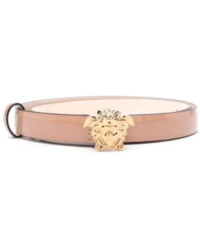 Versace Beiger ledergürtel mit goldener schnalle - Pink