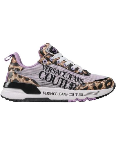 Versace Sneakers con stampa leopardata e dettagli viola