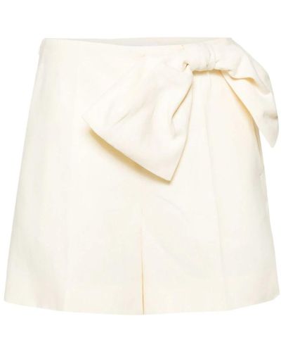 Chloé Weiße leinen-shorts mit oversize-schleife