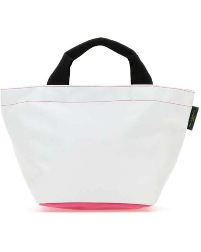 Herve Chapelier Canvas shopping bag - Bianco