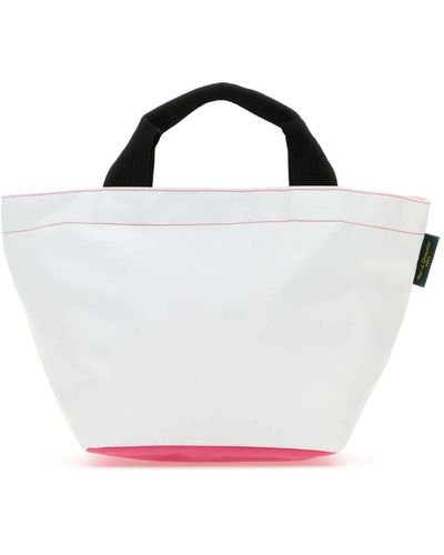 Herve Chapelier Elegante canvas shopping tote bag - Bianco