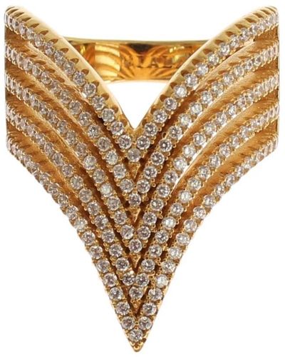 Nialaya Goldener sterling silberring mit klaren cz-kristallen - Mettallic