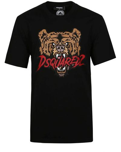 DSquared² Klassisches t-shirt,lässiges baumwollshirt - Schwarz