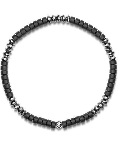 Nialaya Armband mit Onyx- und Hämatitheishi -Perlen - Schwarz
