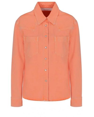 Palm Angels Camicia in denim di cotone arancione