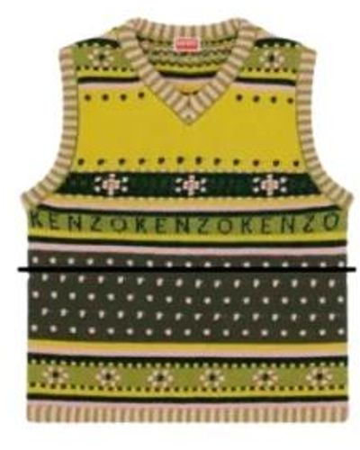KENZO Fairisle jacquard strickärmellose strickjacke - Grün