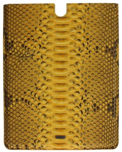 Dolce & Gabbana Custodia tablet in pelle di pitone giallo - Metallizzato