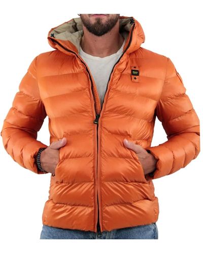 Blauer Eco adams giacca piumino in nylon a quadretti - Arancione