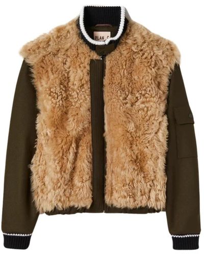 Plan C Jackets > faux fur & shearling jackets - Marron