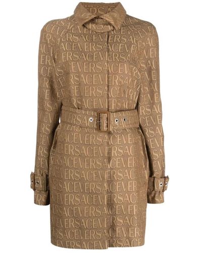 Versace Belted Coats - Natural