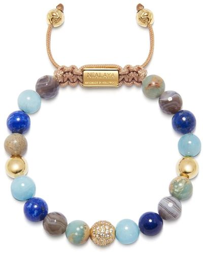 Nialaya `s beaded bracelet with aquamarine, lapis, opal, and botswana agate - Blau