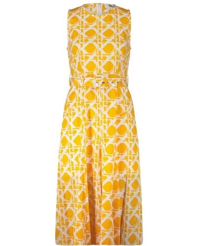Diane von Furstenberg Vestido de verano geométrico con cinturón - Amarillo