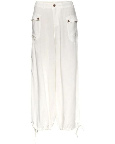 Cream Wide Trousers - White