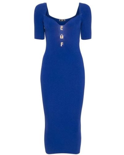 Elisabetta Franchi Knitted Dresses - Blue