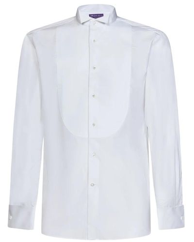 Ralph Lauren E Baumwoll-Smokinghemd mit französischen Manschetten - Weiß