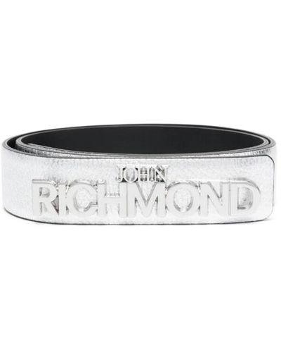 John Richmond Cintura in pelle con logo - Bianco