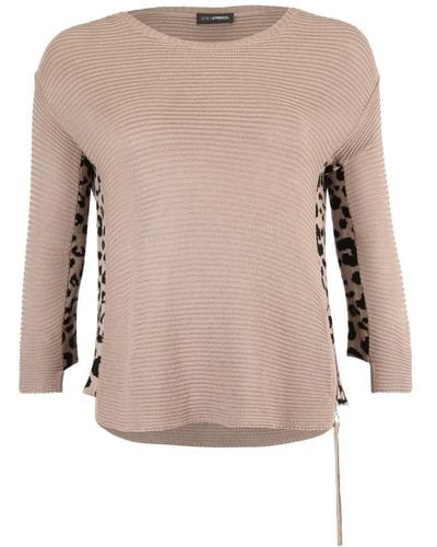 Doris Streich Rippstrick-pullover mit leo-muster - Pink