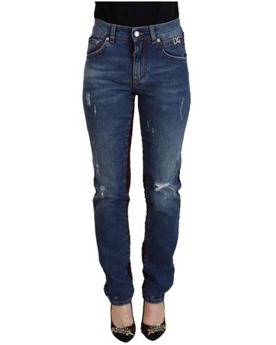 Dolce & Gabbana Jeans skinny in denim blu a quadretti sul retro