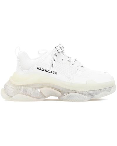Balenciaga Weiße textil-sneakers transparente sohle