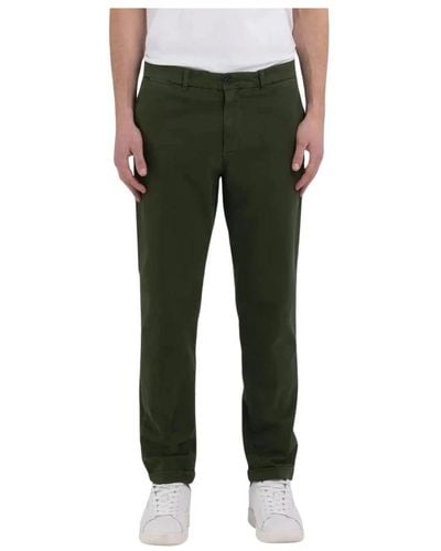 Replay Pantaloni chino slim fit in gabardina elastica - Verde