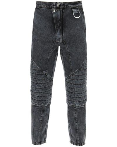 Balmain Jeans mit gesteppten und gepolsterten einsätzen - Grau