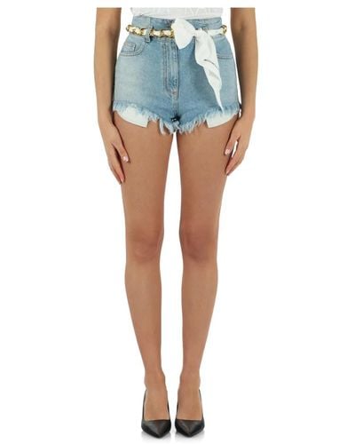 Elisabetta Franchi Shorts jeans cinque tasche con cintura rimovibile - Blu