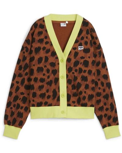 PUMA Leopard print cardigan sweater - Marrón