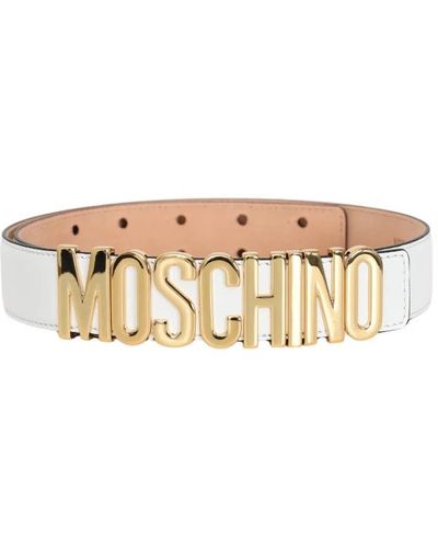 Moschino Cinturón blanco con logo dorado - Neutro