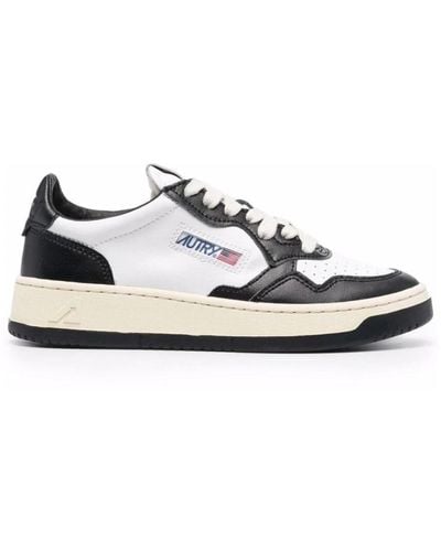 Autry And White Two-tone Leather Medalist Low Sneakers