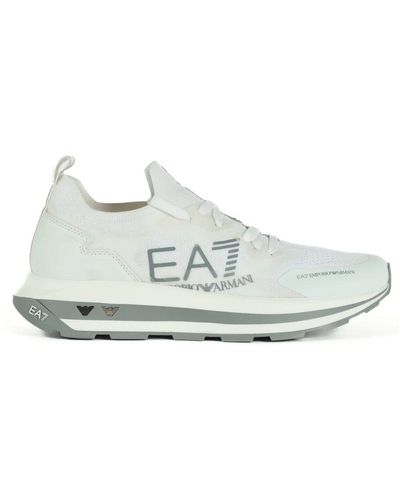 EA7 Sneakers in tessuto con stampa logo - Bianco