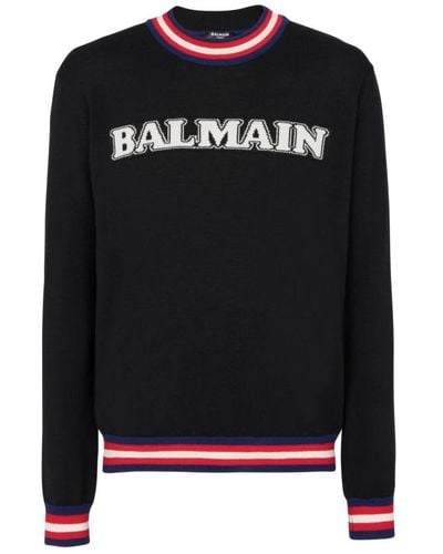Balmain Merino Wool Logo Sweater - Black