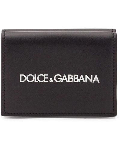 Dolce & Gabbana Portefeuille en cuir de veau avec logo imprimé - Noir