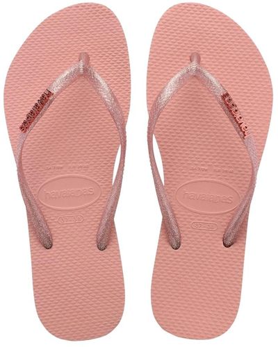 Havaianas Chanclas de slim logo metallic - Rosa