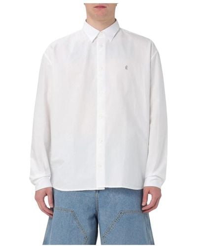 Etudes Studio Baumwollshirt mit logo und kontrast auf der vorderseite, oversize études - Weiß